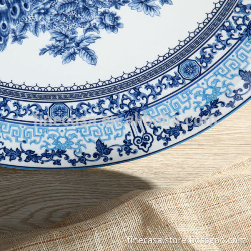 18.5 Inches Elegant Fine New Bone China Blue Decorating Plate